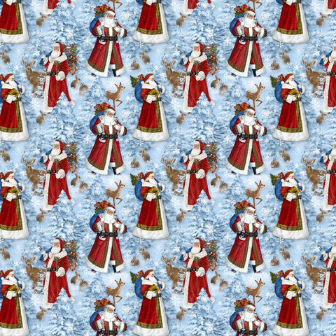 St. Nicholas by Liz Goodrick-Dillon for Northcott DP28214-44 Light Blue Multi Santas