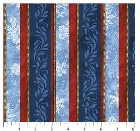 St. Nicholas by Liz Goodrick-Dillon for Northcott DP28215-48 Plain Stripe - Dark Blue Multi