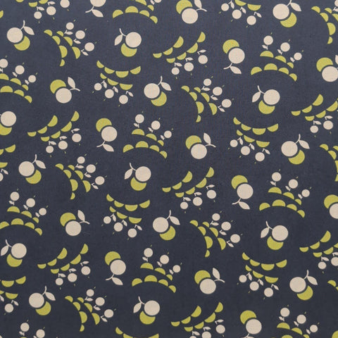 Vintage Picnic 55127 Bonnie & Camille Moda - Navy Fabric / White and Lime Green Tossed Retro Print