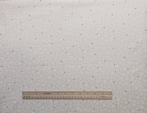 White Fabric / White, Red, Blue Star and Dot Print