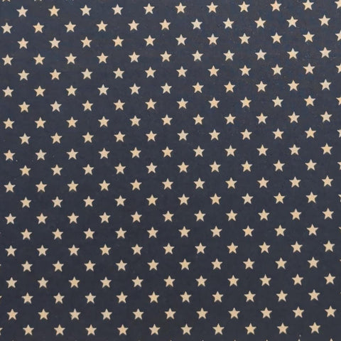 Navy Fabric / Ivory Star Print - Selvage to Selvage Print