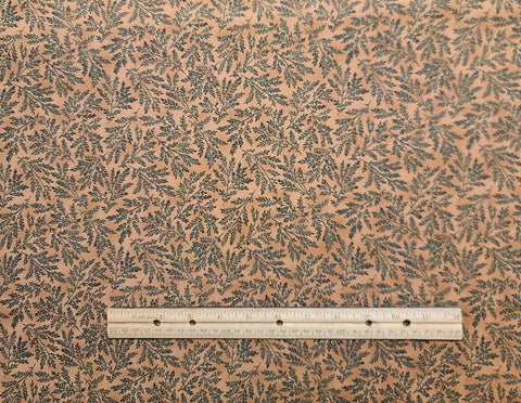Yours Truly, Eleanor Burns 354 for Benartex - Tan Tonal Fabric / Dark Green Leaf, Branch Print