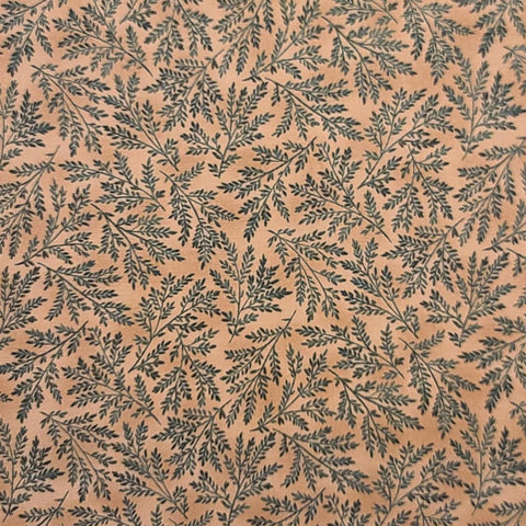 Yours Truly, Eleanor Burns 354 for Benartex - Tan Tonal Fabric / Dark Green Leaf, Branch Print