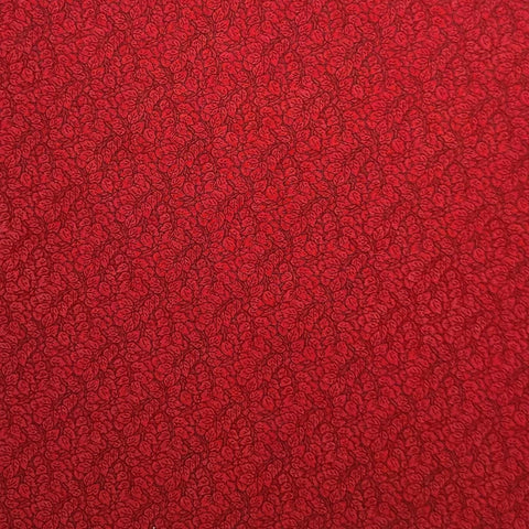 VIP Cranston Print Works - Red Fabric / Black Packed Silhouette Leaf Print