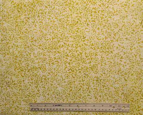 BATIK - Pale Yellow Fabric / Light Lime Green Vine
