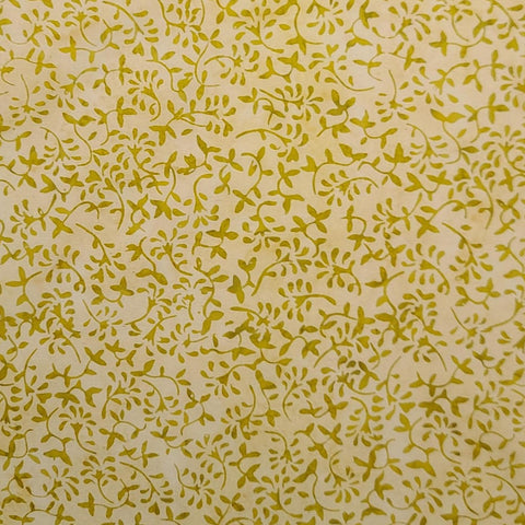BATIK - Pale Yellow Fabric / Light Lime Green Vine