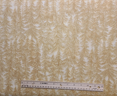 Boundary Waters by Granola Girl Debbie Field Troy Corporation Riverwoods Collection - Cream Tonal Fabric / Gold Packed Tree Print