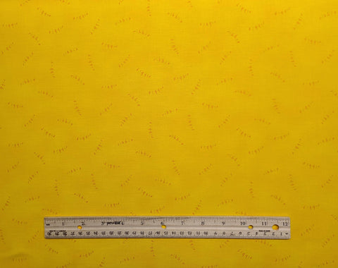 Leap Frog - Dark Yellow Tonal Fabric / Red Tossed "Ribbit" Script