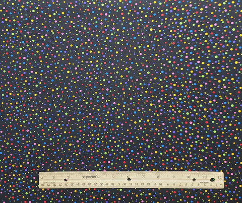 Fabric Traditions 2005 - Black Fabric / Brightly-Colored Multi-Sized Dot Print