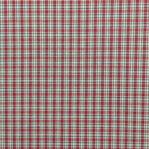 Vintage COTTON BLEND Cream, Black, Red Micro Plaid Fabric - Selvage to Selvage Print