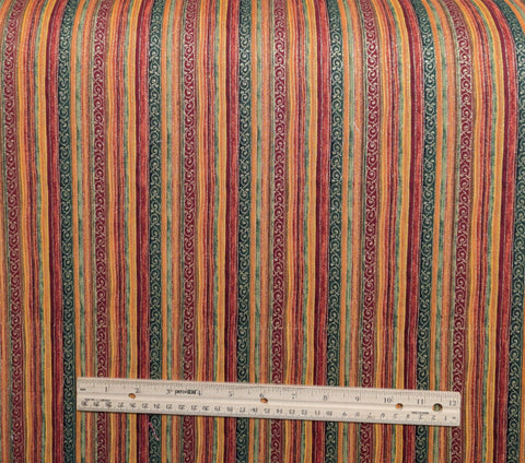 Fabric Traditions 2005 - Maroon, Gold, Green Stripe Fabric / Gold Metallic Accents