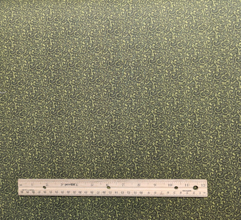 MBT - Dark Green Tonal Fabric / Light Green Scroll Print