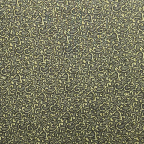MBT - Dark Green Tonal Fabric / Light Green Scroll Print