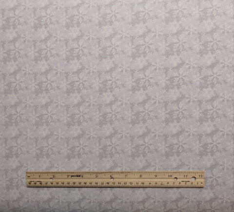 Keepsake Calico Joann - Gray Tonal Fabric / Tossed White Snowflake Print