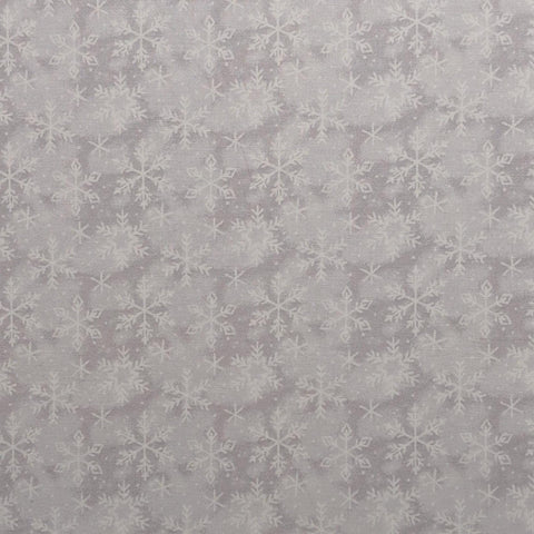 Keepsake Calico Joann - Gray Tonal Fabric / Tossed White Snowflake Print
