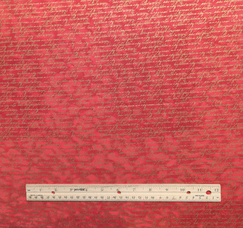 The Typographics Textures Collection 1704  by Lonni Rossi Andover Fabrics - Red Tonal Fabric / Gold Metallic Script