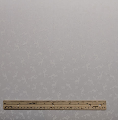 JoAnn Fabrics - White Tone-on-Tone Tossed Reindeer and Snowflake Print Fabric