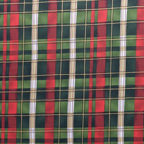 Daisy Kingdom Holly Holiday 7213 Lori Lynn Simms 2006 Springs Global - Red, Green, White, Gold Metallic Plaid Print Fabric