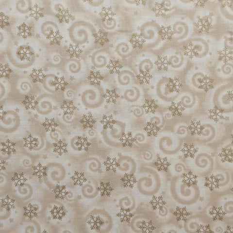 MBT - Cream Fabric / Tan Swirl / Gold Foil Snowflake Print