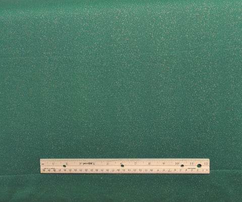 Christmas Green Fabric / Gold Glitter Frost - Selvage to Selvage Print