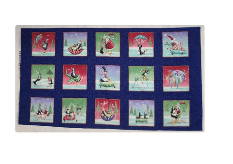Penguins on Ice by Paper 'D Art Henry Glass 7690 Fabric Panel 24"x44"