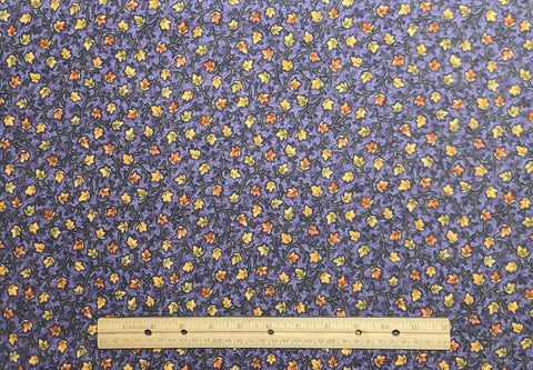 Nancy's Harvest 855F by Nancy Halvorsen for Benartex - Light Purple Flannel Fabric / Green, Red, Gold Tossed Leaf Print