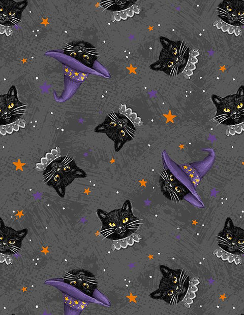 Meow-Gical Night by Michael Davis for Wilmington Prints 3008 96476 991 Charcoal