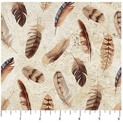 Pheasant Grove - Naturescapes by Rosemary Millette for Northcott DP28305-12 Beige Multi Feather Toss