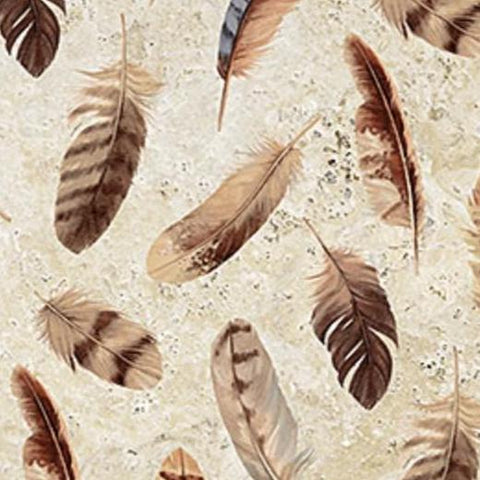 Pheasant Grove - Naturescapes by Rosemary Millette for Northcott DP28305-12 Beige Multi Feather Toss