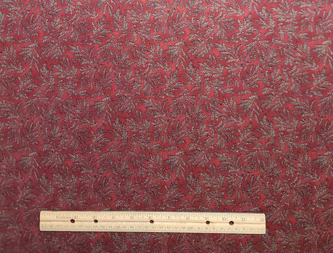 Yours Truly, Eleanor Burns 354 for Benartex - Burgundy Tonal Fabric / Gray/Green Leaf, Branch Print
