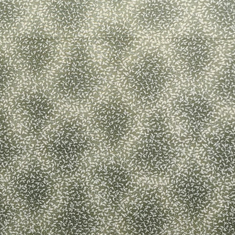 Beth Ann Bruske for David Textiles - Gray/Green Tonal Fabric / Gray Vine, White Leaf Print