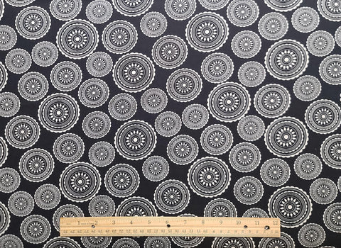 Mama Said Sew by Sweetwater for Moda 5493 - Black Fabric / White Medallion Print
