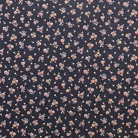 Black Fabric / Pink Tossed Flower Print