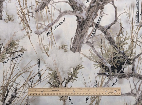 True Timber CP43848 MC Snow Springs Creative 2021 - White Fabric / Brown, Tan, Black, Gray True Timber Camo Print