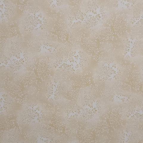 Fusions Robert Kaufman - Cream/Gold Tonal Leaf Print Fabric