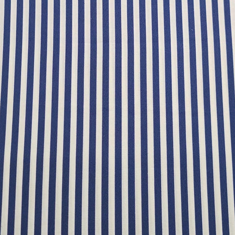 Dark Royal Blue Fabric / White Stripe - Selvage to Selvage Print