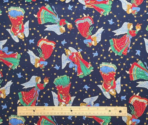 VIP Cranston Print Works - Dark Blue Fabric / Tossed Angel, Star Print