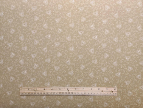 Indigo Crossing 14752 by Polly Minick & Lauri Simpson Moda - Dark Gold Fabric / White Leaf, Vine Print