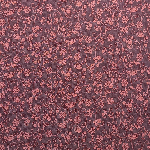 Americana Collection 2517-88 W03 Floral Scroll by Miriam Gourley for Benartex - Burgundy Fabric / Tone-on-Tone Scroll Vine Print
