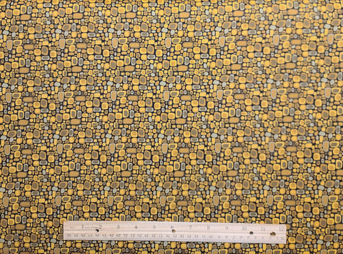 Lancaster 0340-1 Yuko Hasegawa 2010 RJR Fabrics - Black Fabric / Gold, Dark Gold, Taupe Print