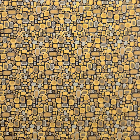 Lancaster 0340-1 Yuko Hasegawa 2010 RJR Fabrics - Black Fabric / Gold, Dark Gold, Taupe Print