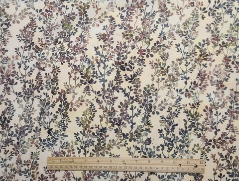 BATIK - G2227-495 Bamboo Hoffman International Fabrics - Cream Fabric / Brown, Green Vine Tjap