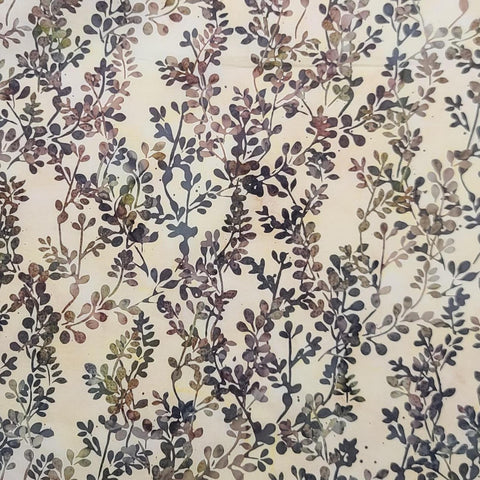 BATIK - G2227-495 Bamboo Hoffman International Fabrics - Cream Fabric / Brown, Green Vine Tjap