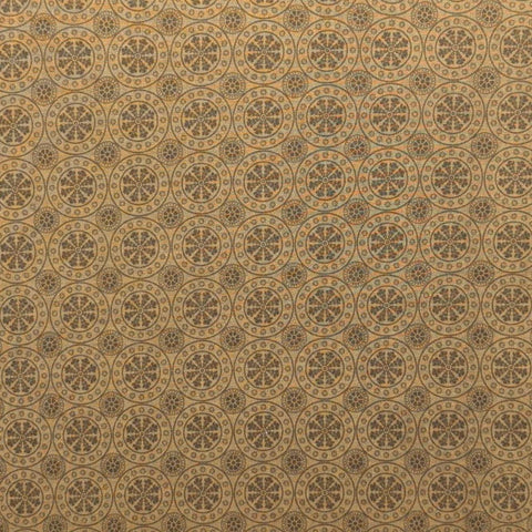 Harvest Reflections 3361-40 Benartex - Antique Gold Fabric / Dark Antique Gold Medallion Print