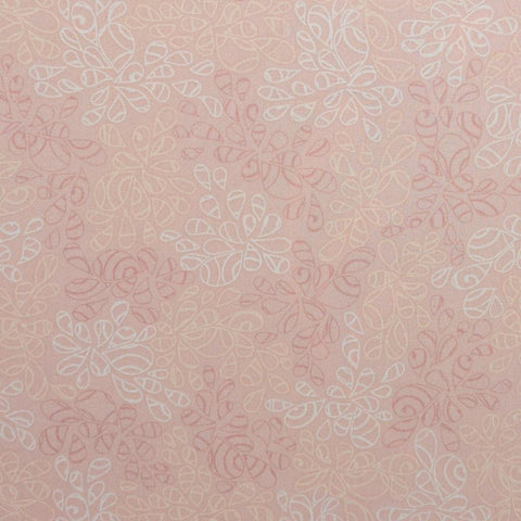 Nature Elements NE-109 Art Gallery Fabrics - Soft Pink Fabric / Pink, White Stylized Leaf Print
