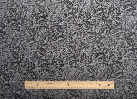 Fairy Frost CM0376 Black Michael Miller Fabrics - Black Fabric / Silver Leaf and Frost