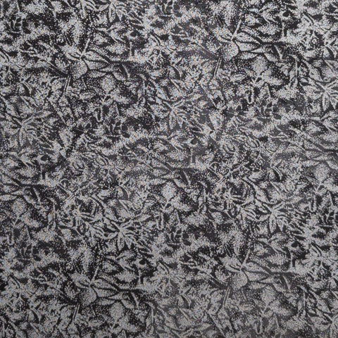 Fairy Frost CM0376 Black Michael Miller Fabrics - Black Fabric / Silver Leaf and Frost