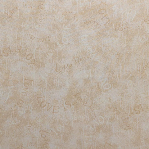 Love Is 3734 Nancy Halvorsen Benartex - Gold Tonal Fabric / Script Print