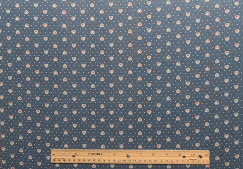 VIP Cranston Print Works - Slate Blue Fabric / White Heart Print