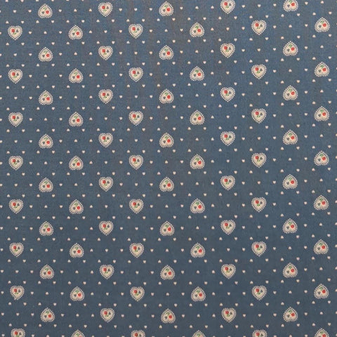 VIP Cranston Print Works - Slate Blue Fabric / White Heart Print